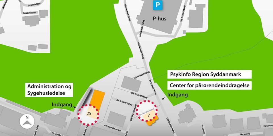 Oversigtskort til Center for Pårørendeindragelse